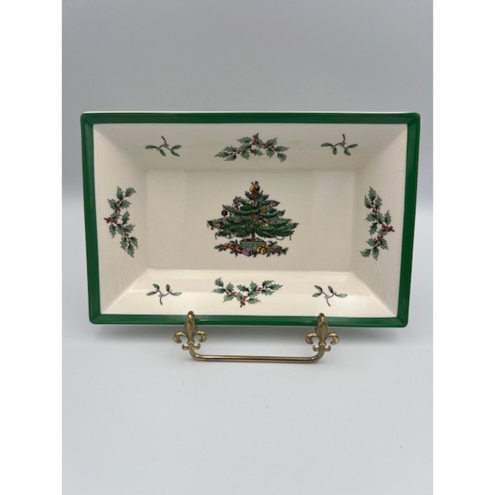 Spode Christmas Tree Rectangular Candy Dish Trinket Tray S3324-V Made in England